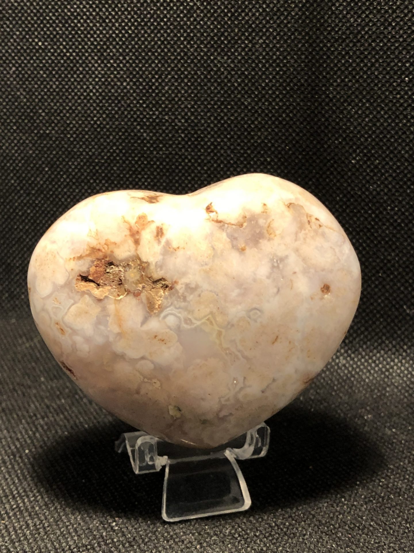 Flower Agate Heart - Gene’s Gems and Crystals